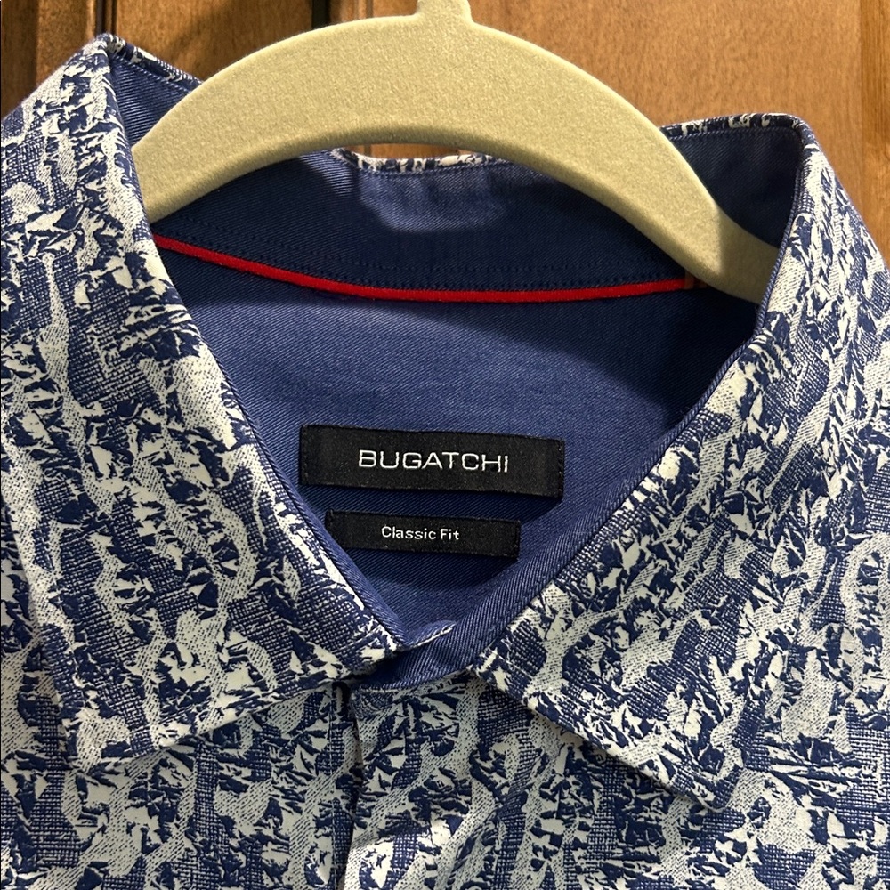 Bugatchi Men's Blue and White Casual Shirt - Picture 2 of 7